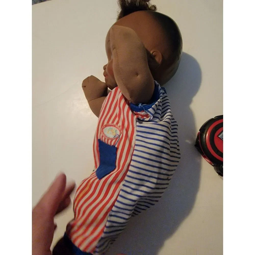 Vintage 1989 Magic Nursery‎ Doll African American 1980s Vtg Striped Pajamas